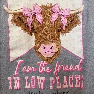Simply Southern Highland Cow Pink Tshirt